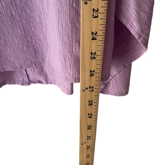 LOGO Women's Size Medium Lilac Purple Textured Swiss Dot Blouse Top - Picture 10 of 10